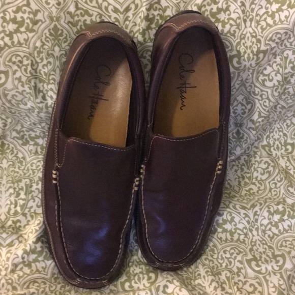 Cole Haan Mens Brown Leather Loafer Shoes Size 8 Contrast Stitching Slip On - Picture 4 of 7